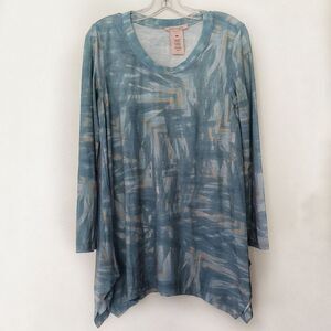 Philosophy Arrow Graphic Blue & Gold Knit Top Size Medium